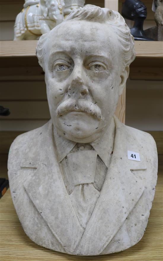 A marble bust of a gentleman height 50cm
